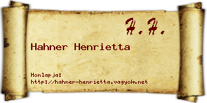Hahner Henrietta névjegykártya